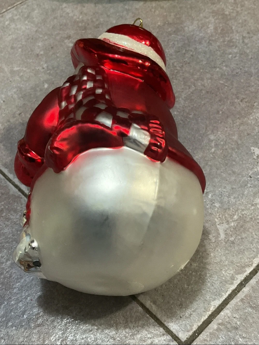 Red Snowman Holiday Ornament - Festive Home Holiday Decoration